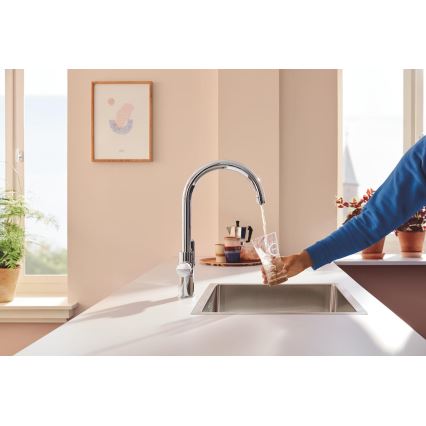 GROHE 30593000 - Mitigeur d'évier BLUE PURE, bec en C, chrome poli