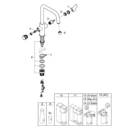GROHE 30595DC0 - Mitigeur d'évier BLUE PURE en acier inoxydable