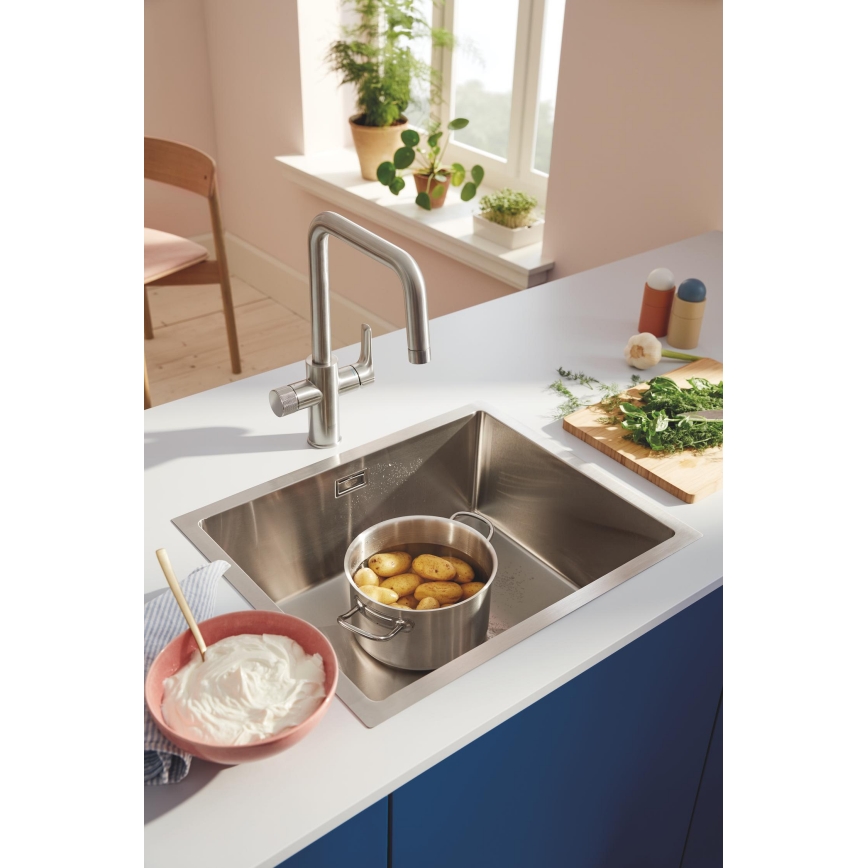 GROHE 30595DC0 - Mitigeur d'évier BLUE PURE en acier inoxydable