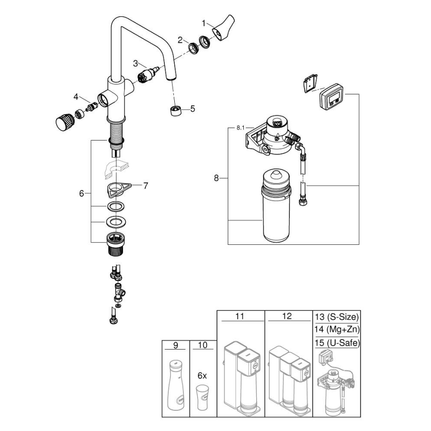 GROHE 30596000 - Mitigeur d'évier BLUE PURE avec fonction de filtration, chrome brillant