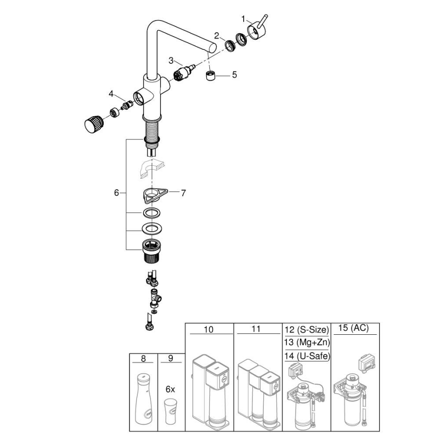 GROHE 30600000 - Mitigeur d'évier BLUE PURE, bec en L chromé brillant