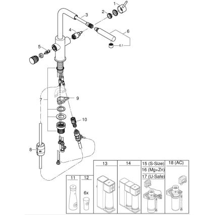 GROHE 30601DC0 - Mitigeur pour évier BLUE PURE avec douchette extractible en acier inoxydable