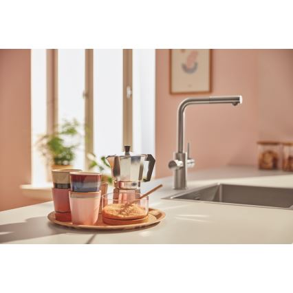 GROHE 30601DC0 - Mitigeur pour évier BLUE PURE avec douchette extractible en acier inoxydable