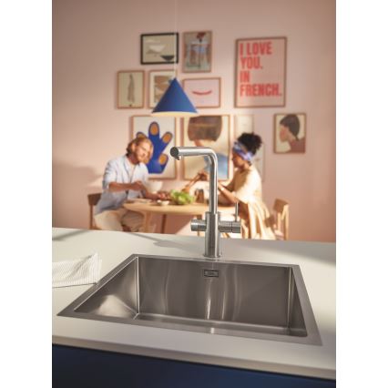GROHE 30601DC0 - Mitigeur pour évier BLUE PURE avec douchette extractible en acier inoxydable