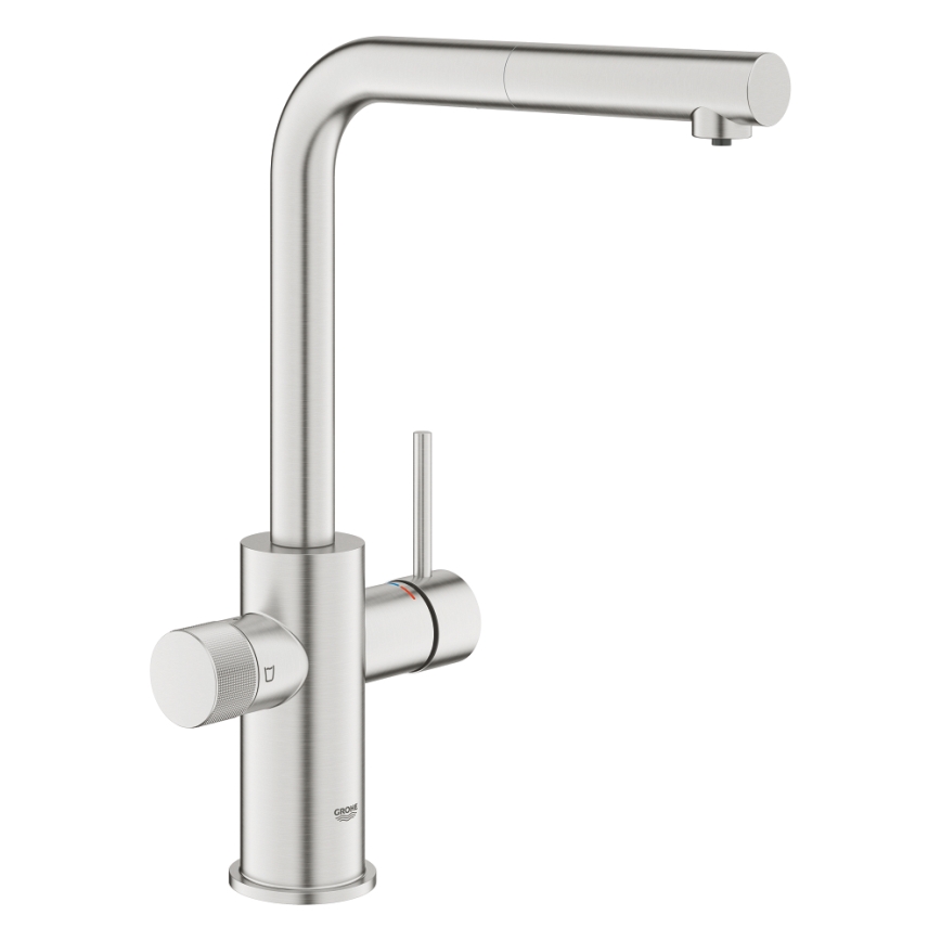GROHE 30601DC0 - Mitigeur pour évier BLUE PURE avec douchette extractible en acier inoxydable