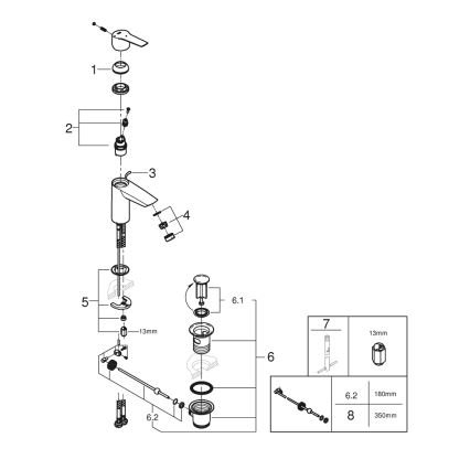 GROHE 311372432 - Mitigeur pour lavabo QUICKFIX START 165 mm noir