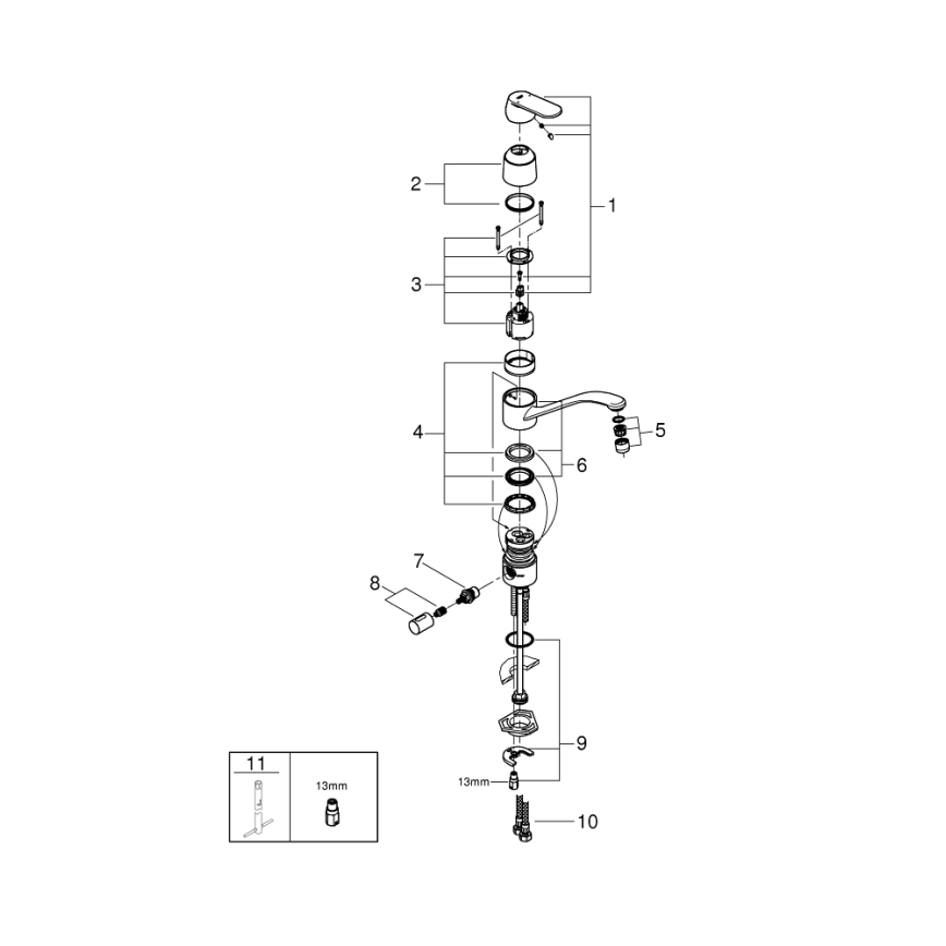 GROHE 31161000 - Mitigeur pour évier EUROSMART COSMOPOLITAN 140° chrome brillant