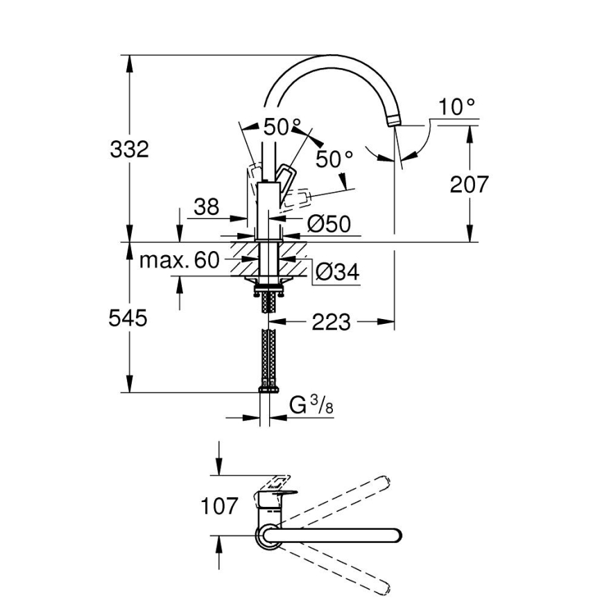 GROHE 31368001 - Mitigeur de cuisine BAULOOP chrome brillant