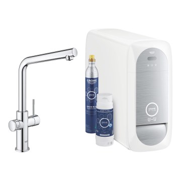 GROHE 31454001 - Mitigeur d'évier BLUE HOME, bec en L, finition chrome poli