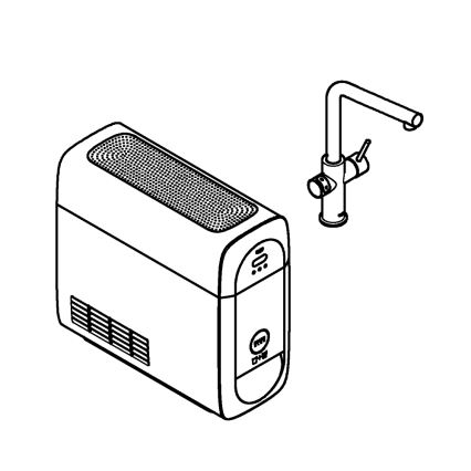 GROHE 31454001 - Mitigeur d'évier BLUE HOME, bec en L, finition chrome poli