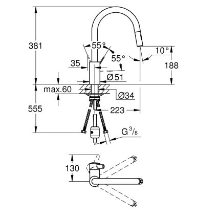 GROHE 31481001 - Mitigeur d'évier EUROSMART COSMOPOLITAN chromé brillant