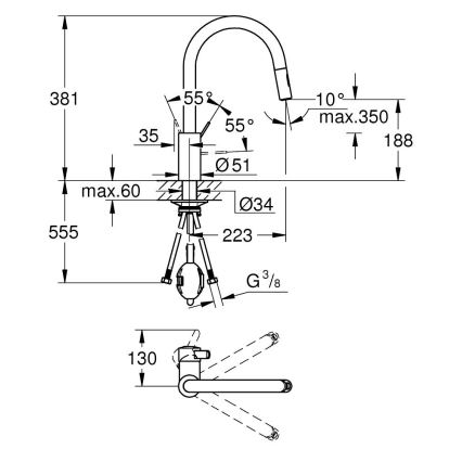 GROHE 31481001 - Mitigeur d'évier EUROSMART COSMOPOLITAN chromé brillant