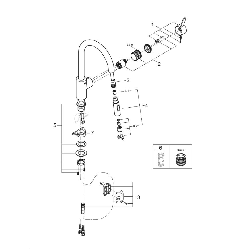GROHE 31481001 - Mitigeur d'évier EUROSMART COSMOPOLITAN chromé brillant