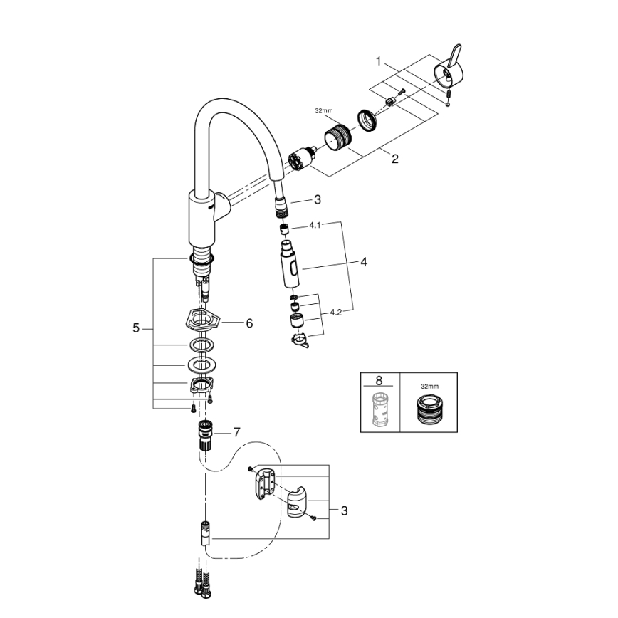 GROHE 31481001 - Mitigeur d'évier EUROSMART COSMOPOLITAN chromé brillant