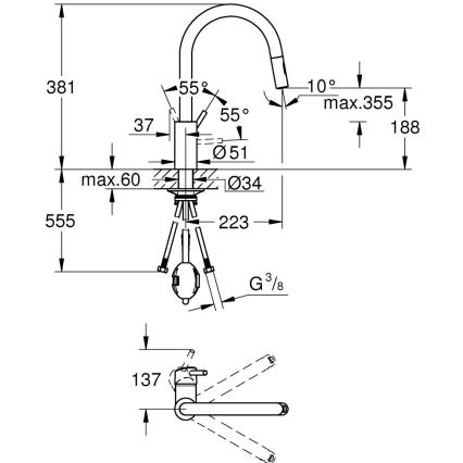 GROHE 31483DC2 - Mitigeur d'évier CONCETTO en inox