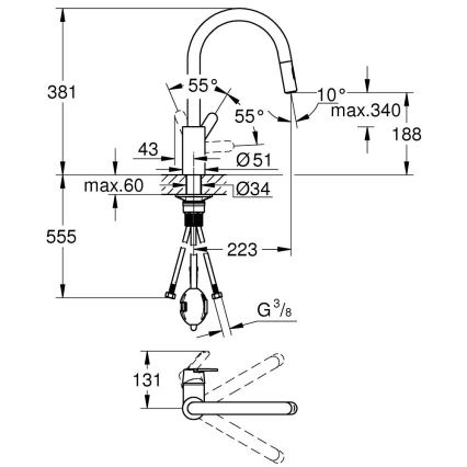 GROHE 31484001 - Mitigeur pour évier GET, chrome poli