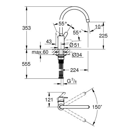 GROHE 31494001 - Mitigeur d'évier GET, chrome brillant