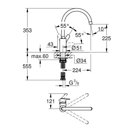 GROHE 31494001 - Mitigeur d'évier GET, chrome brillant
