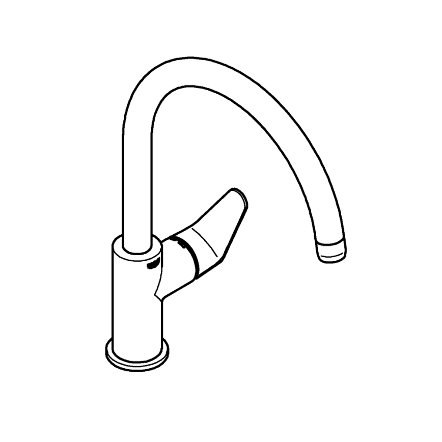 GROHE 31536001 - Mitigeur d'évier BAUCURVE 332 mm, chromé brillant