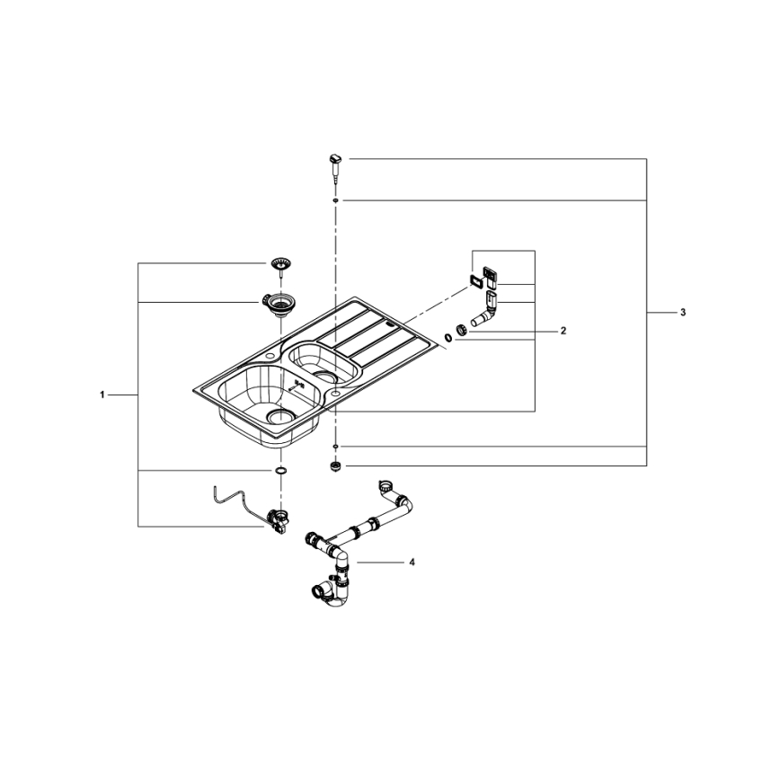 GROHE 31564SD1 - Évier K200 965 × 500 mm en acier inoxydable