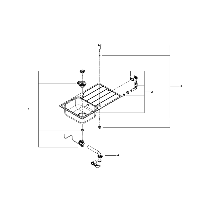 GROHE 31571SD1 - Évier K500 860 × 500 mm en acier inoxydable