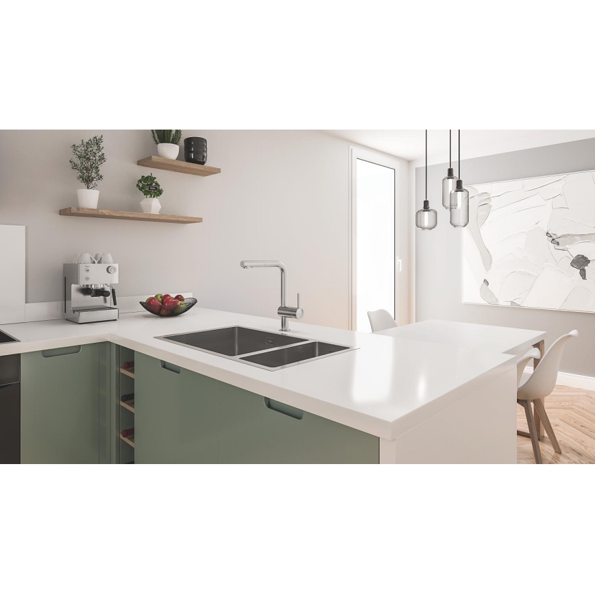 GROHE 31575SD1 - Évier de cuisine K700U 760 × 450 mm en acier inoxydable