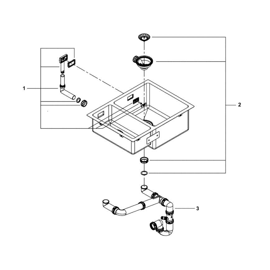GROHE 31576SD1 - Évier de cuisine K700U 595 × 450 mm en acier inoxydable