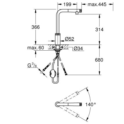 GROHE 31613DC0 - Mitigeur de cuisine A SmartControl en acier inoxydable