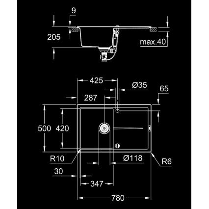 GROHE 31639AP0 - Évier composite K400 780 × 500 mm, noir