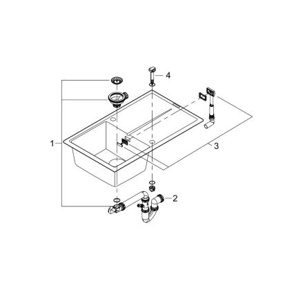 GROHE 31640AP0 - Évier composite K400 860 × 500 mm granit/noir