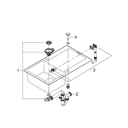 GROHE 31644AP0 - Évier K500 860 × 500 mm granit/noir