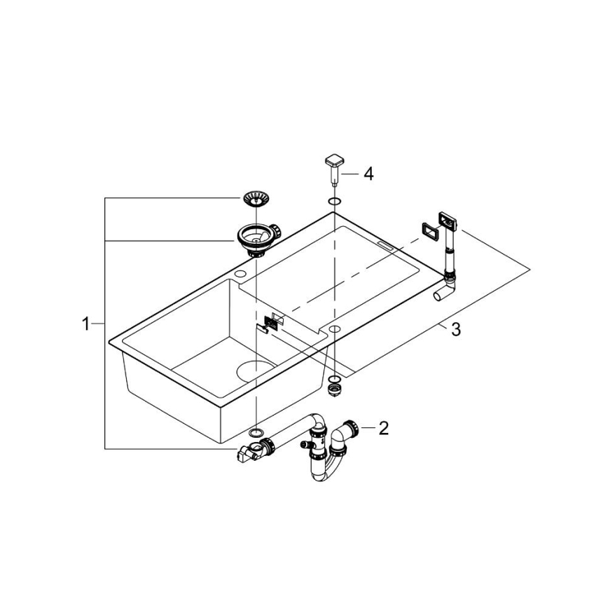 GROHE 31645AP0 - Évier composite K500 1000 × 500 mm noir