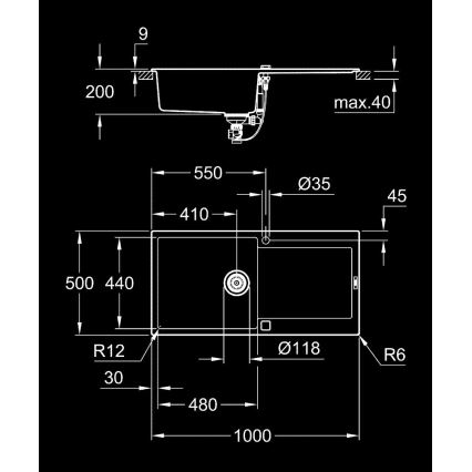 GROHE 31645AP0 - Évier composite K500 1000 × 500 mm noir