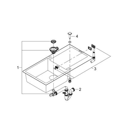 GROHE 31645AP0 - Évier K500 1000 × 500 mm pierre/noir