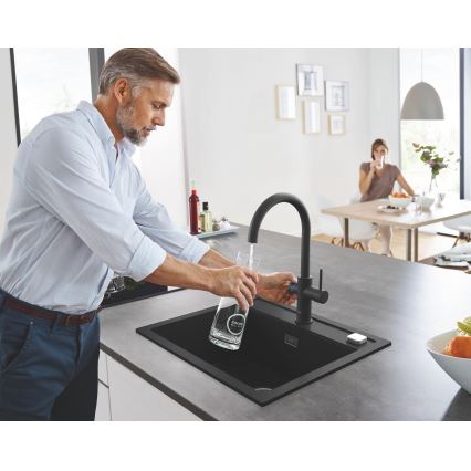GROHE 31651AP0 - Évier de cuisine K700 560 × 510 mm en granit noir