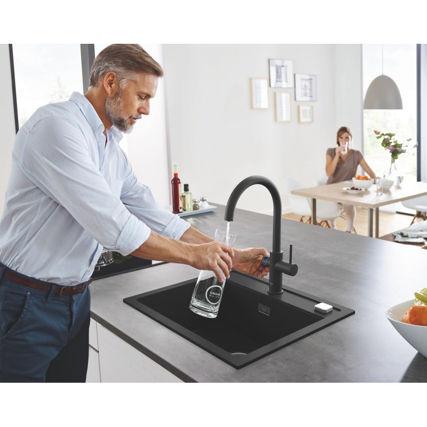 GROHE 31651AP0 - Évier de cuisine K700 560 × 510 mm en granit noir
