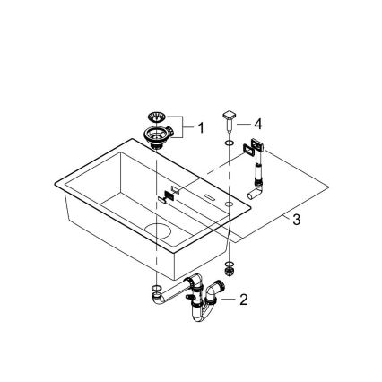 GROHE 31652AP0 - Évier composite K700 780 × 510 mm noir
