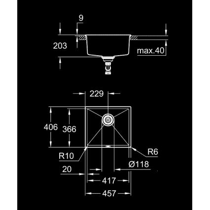 GROHE 31653AP0 - Évier K700U 457 × 406 mm pierre/noir