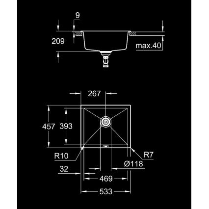 GROHE 31654AP0 - Évier composite K700U 533 × 457 mm noir