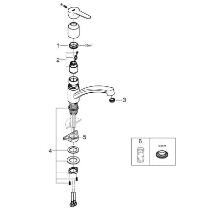 GROHE 31680000 - Mitigeur d'évier BAUECO, finition chrome brillant