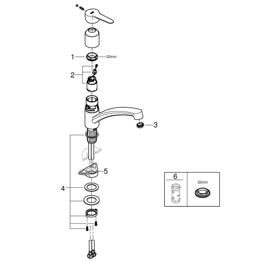 GROHE 31680000 - Mitigeur d'évier BAUECO, finition chrome brillant