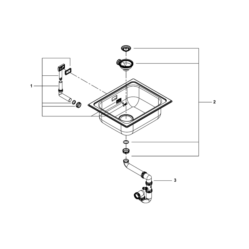 GROHE 31719SD0 - Évier de cuisine K200 533 × 457 mm en acier inoxydable