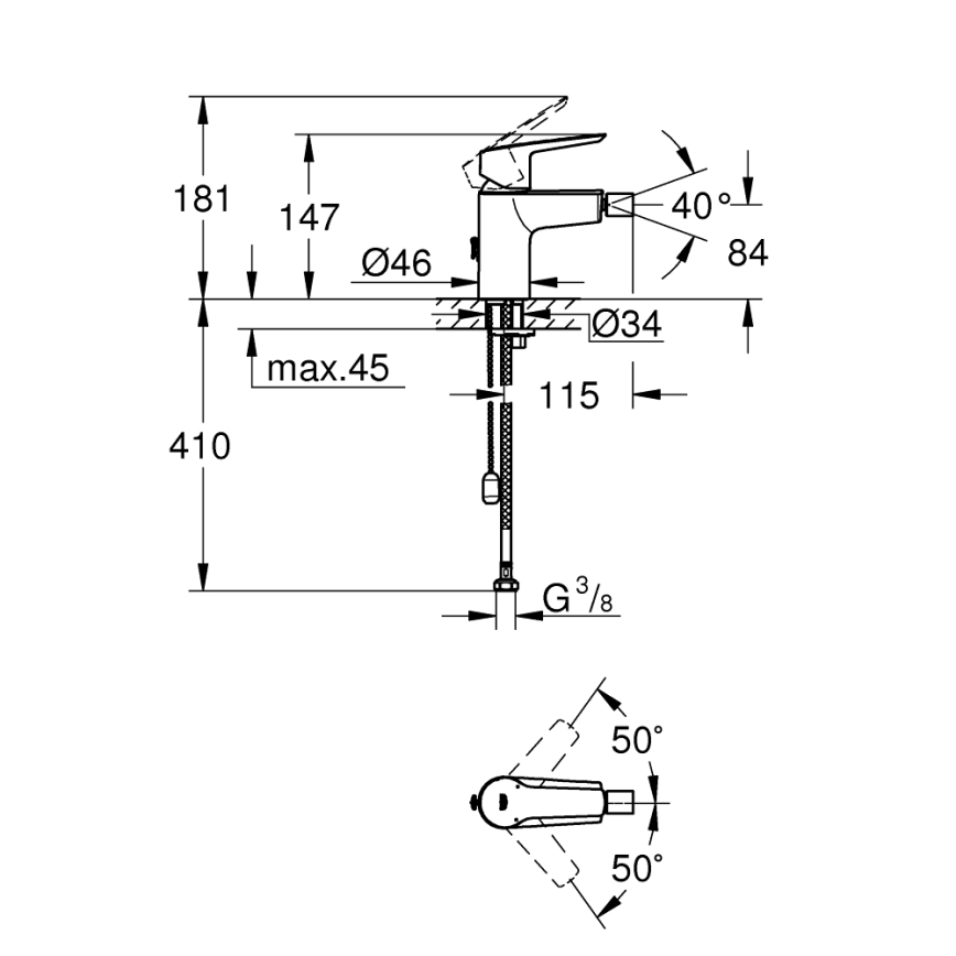 GROHE 32281002 - Mitigeur pour bidet START S chromé brillant