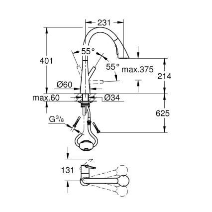 GROHE 32294002 - Mitigeur pour évier ZEDRA 401 mm chrome poli