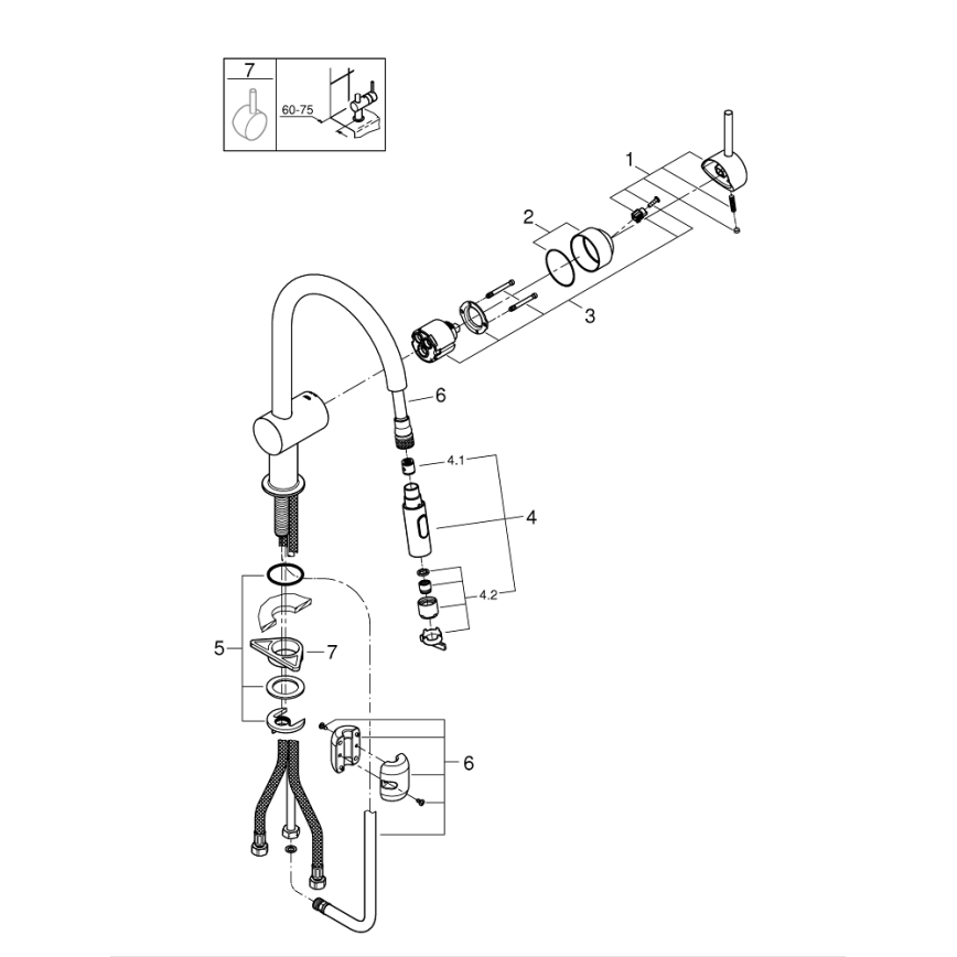 GROHE 32321002 - Mitigeur d'évier A, chrome poli