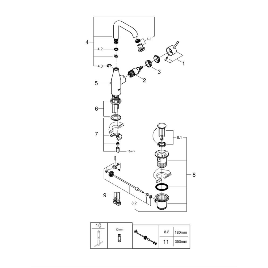GROHE 32628AL1 - Mitigeur pour lavabo ESSENCE Taille L, finition graphite