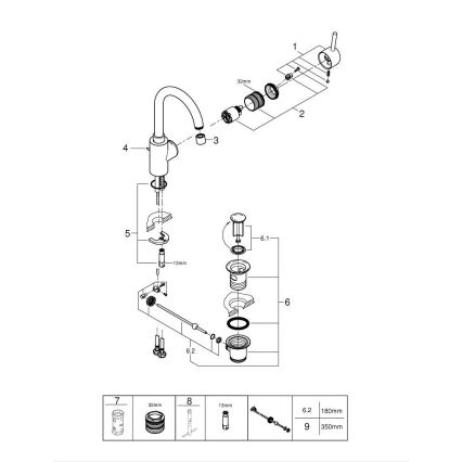 GROHE 32629002 - Mitigeur pour lavabo CONCETTO Taille L chromé brillant