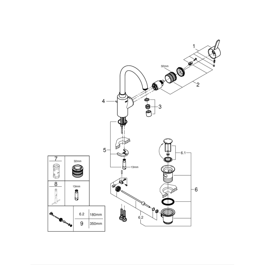 GROHE 32830001 - Mitigeur pour lavabo EUROSMART COSMOPOLITAN taille L chromé