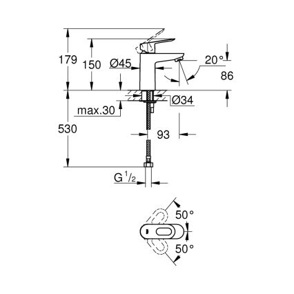 GROHE 32854000 - Mitigeur de lavabo BAULOOP, chrome brillant