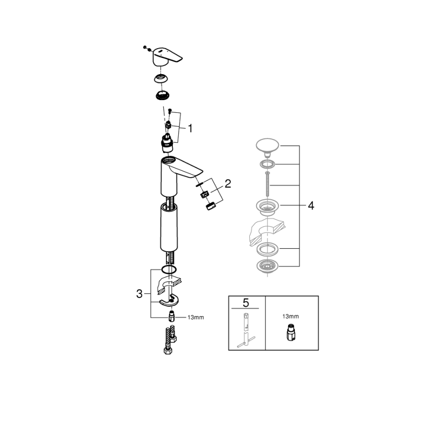 GROHE 32860001 - Mitigeur pour lavabo BAUEDGE 304 mm, chrome brillant